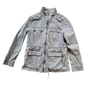 SO Utility Jacket Lightweight Womens M Gray Military Safari Gorpcore Cargo Zip